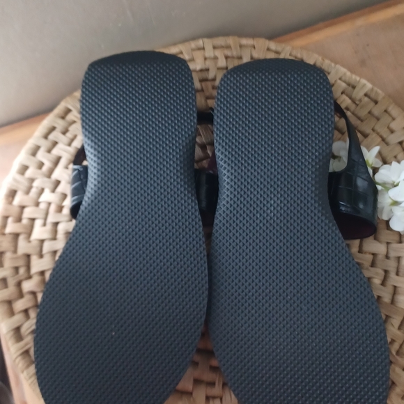 STAUD NICKY WOMENS OPEN TOE CROC EMBOSSED STRAPPY SANDALS BLACK 9.5 Casual 133 - Picture 3 of 6